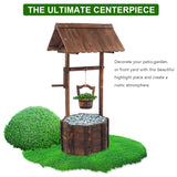 Outdoor Garden Feature Anticorrosive Rustic Wooden Wishing Well Flowerpot