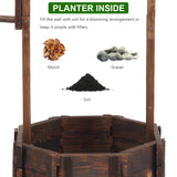 Outdoor Garden Feature Anticorrosive Rustic Wooden Wishing Well Flowerpot
