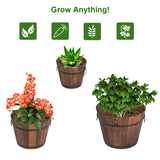 Outdoor Garden Feature Anticorrosive Rustic Wooden Flower Pot Set Of Three