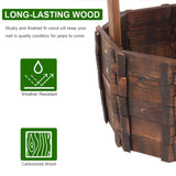 Outdoor Garden Feature Anticorrosive Rustic Wooden Wishing Well Flowerpot