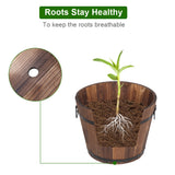 Outdoor Garden Feature Anticorrosive Rustic Wooden Flower Pot Set Of Three