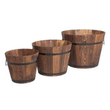 Outdoor Garden Feature Anticorrosive Rustic Wooden Flower Pot Set Of Three