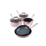 5pc Cermalon Matt Blush Pink with Grey Sparkle Ceramic Non-Stick Pan Cookware Set