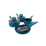 5pc Cermalon Matt Teal with Grey Sparkle Ceramic Non-Stick Pan Cookware Set