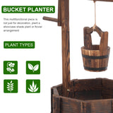 Outdoor Garden Feature Anticorrosive Rustic Wooden Wishing Well Flowerpot