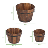 Outdoor Garden Feature Anticorrosive Rustic Wooden Flower Pot Set Of Three