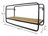 Small Wall Hanging Shelf Unit With Metal Frame And Weave Effect Shelf