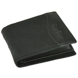 Hugo Enrico Men's Leather Wallet Double Front Stich - Black