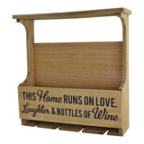 Rustic Wall Hanging Wooden Wine Bottle & Glass Holder
