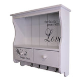 Vintage Country Style Wall Unit in White with Hooks, Drawers & Shelf