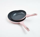 5pc Cermalon Matt Blush Pink with Grey Sparkle Ceramic Non-Stick Pan Cookware Set