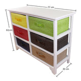 Multi Coloured 6 Drawer Storage Unit with Baskets