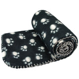 Jumbo Paw Print Pet Fleece Blanket 120x100cm Black
