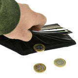 Hugo Enrico Men's Leather Wallet Double Front Stich - Black