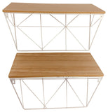 Geometric White Wire Shelves - Set Of 2 - 1 Large, 1 Small