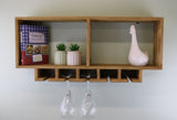 Kitchen Wooden Shelving Unit With Storage For Wine Glasses