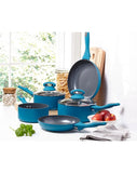 5pc Cermalon Matt Teal with Grey Sparkle Ceramic Non-Stick Pan Cookware Set