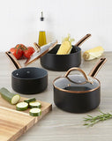3pc Cermalon Heritage Gold Saucepan Set Non-Stick Cookware Set