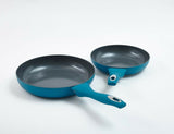 5pc Cermalon Matt Teal with Grey Sparkle Ceramic Non-Stick Pan Cookware Set