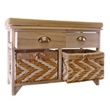 White Wooden Storage Bench With 2 Drawers & 2 Baskets