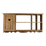 Rustic Wooden Wall Hanging Unit With Cupboard & Shelves