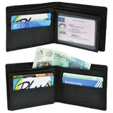 Hugo Enrico Men's Leather Wallet Double Front Stich - Black
