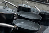 Durastone 5Pc Saucepans & Frying Pans Cookware Set Ceramic Non-Stick Coating With Glass Lids