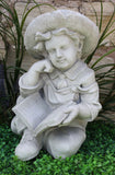 Stone Effect Outdoor Garden Boy Reading Statue