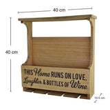 Rustic Wall Hanging Wooden Wine Bottle & Glass Holder