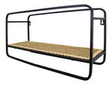 Small Wall Hanging Shelf Unit With Metal Frame And Weave Effect Shelf