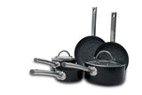 Durastone 5Pc Saucepans & Frying Pans Cookware Set Ceramic Non-Stick Coating With Glass Lids