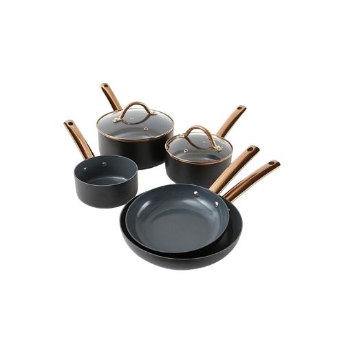 Cermalon 5 Pc Rose Gold Cookware Set With 3 Lids