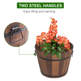 Outdoor Garden Feature Anticorrosive Rustic Wooden Flower Pot Set Of Three