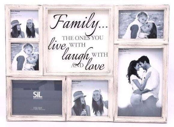 White Washed Shabby Chic Family Multi Photo Frame