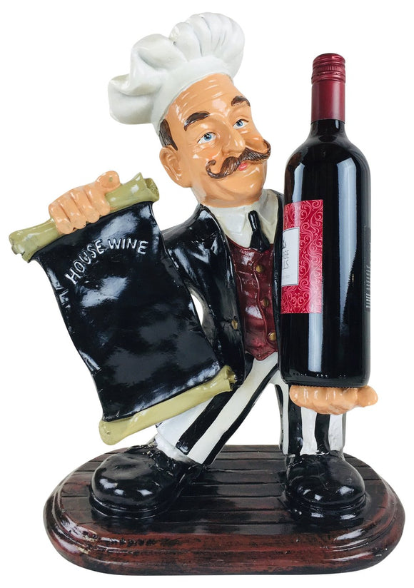 Novelty Resin Chef Hand Painted Wine Bottle Holder