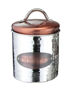 Contemporary Design Polished Silver Coffee Canister with Copper Lid