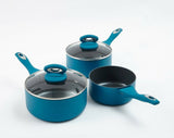 5pc Cermalon Matt Teal with Grey Sparkle Ceramic Non-Stick Pan Cookware Set