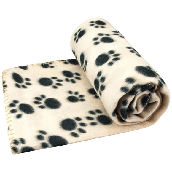 Jumbo Paw print Pet Fleece Blanket 120x100cm Beige