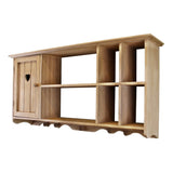 Rustic Wooden Wall Hanging Unit With Cupboard & Shelves