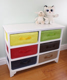 Multi Coloured 6 Drawer Storage Unit with Baskets