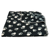 Jumbo Paw Print Pet Fleece Blanket 120x100cm Black