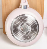 5pc Cermalon Matt Blush Pink with Grey Sparkle Ceramic Non-Stick Pan Cookware Set