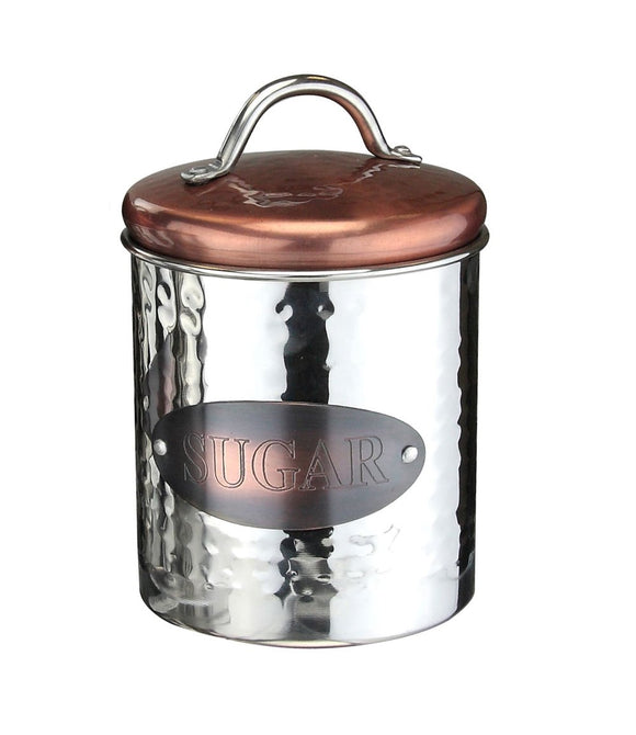 Contemporary Design Polished Silver Sugar Canister with Copper Lid