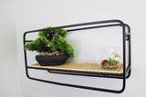 Small Wall Hanging Shelf Unit With Metal Frame And Weave Effect Shelf