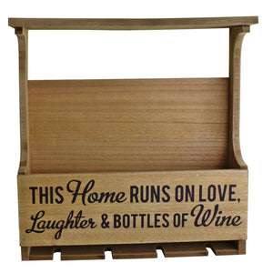 Rustic Wall Hanging Wooden Wine Bottle & Glass Holder