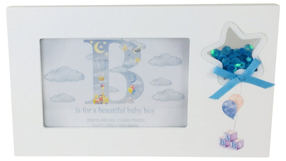 New Born Baby Boy Picture Frame With Confetti Star